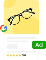 Infographic showing google ad of glasses