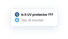 Infographic showing a question by shopper and it's answer