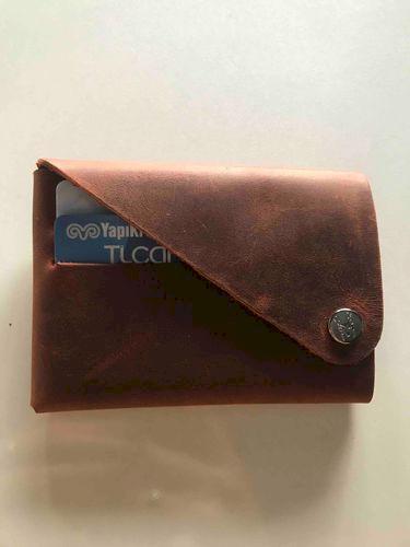 Vista - Hakiki Deri Unisex Natürel Minimal Cüzdan
