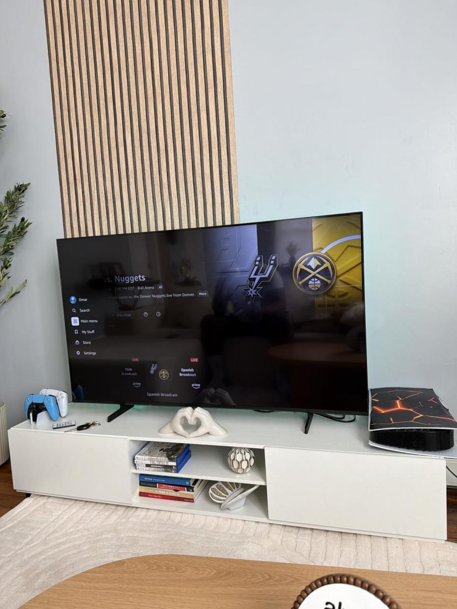 Clean white finish, easy to put together and perfect for a basement setup.